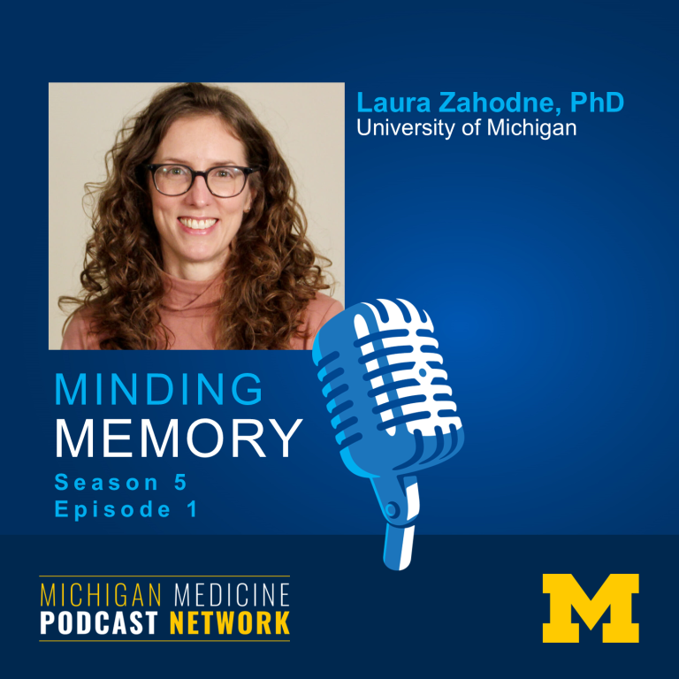 An image of Dr. Laura Zahodne promoting the Minding Memory podcast.