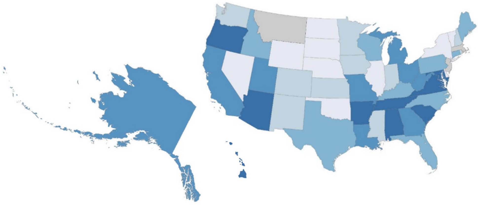 Figure 1B Map Figure 1B: Dementia-related caregiving per 100 adults aged 18+